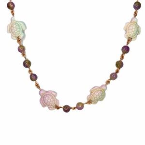 Howlite turtles and dyed jade necklaces handmade copper